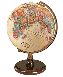 The Quincy (Walnut with Antique Ocean) Globe